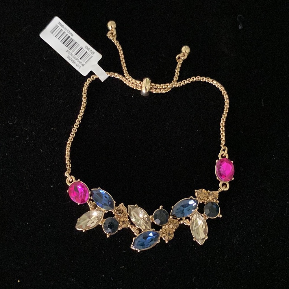 NWT Banana Republic Multi Color Gemstone Bolo Slide Bracelet - Picture 3 of 4